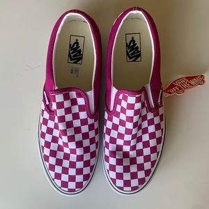 Vans maroon and white check slip-ons Size 12 men